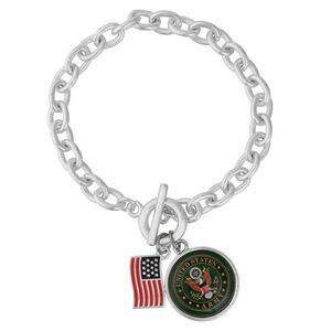 United States Army Seal Stainless Steel Charm Bracelet